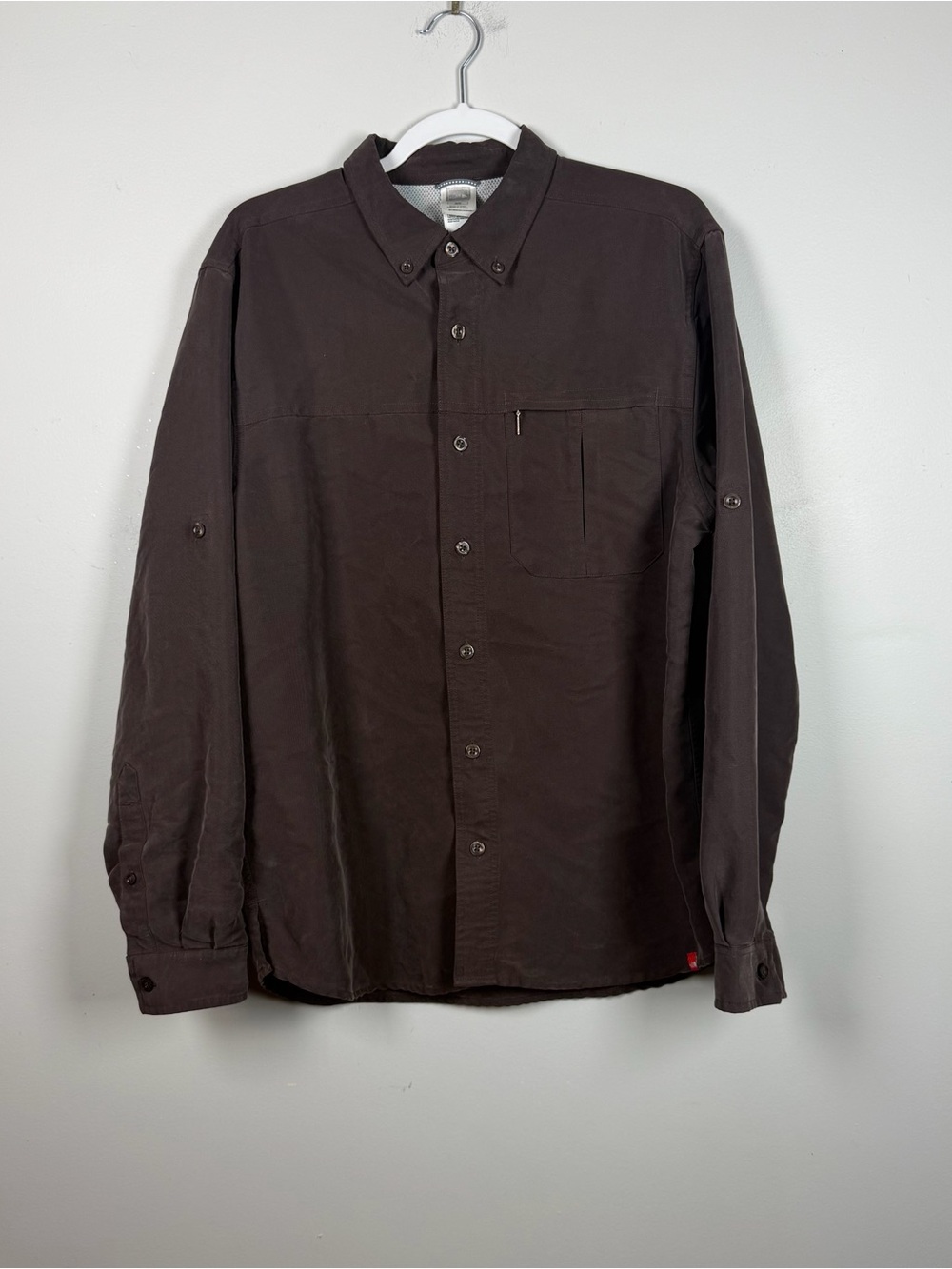 North Face Shirt Men Medium Brown Button Up Long Sleeve Outdoors Modal Gorpcore